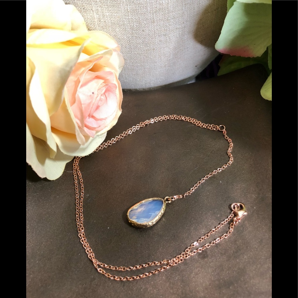 14K Rose Gold Moonstone Necklace